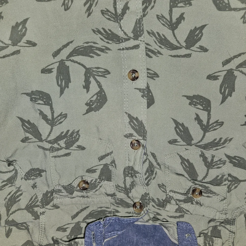 7 For All Mankind Olive Leaf Print Button-Down Shirt
